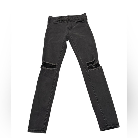 American Eagle Jeggings Black Distressed Women’s Size 2 - Picture 1 of 5
